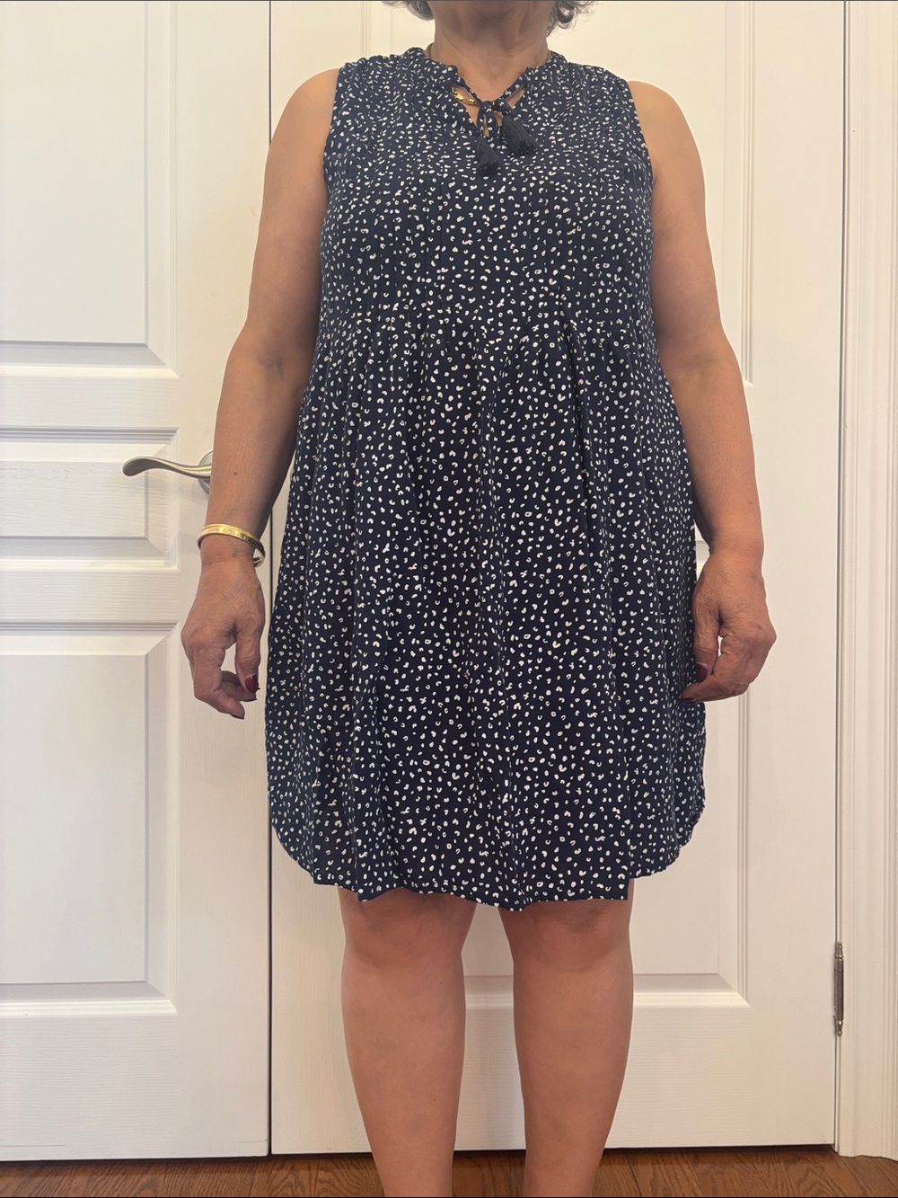 Old Navy Navy Blue Sleeveless Polka Dot Shift Dress
